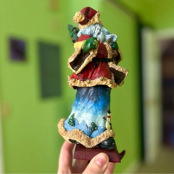 Vintage 3D Textured Christmas Rustic Santa Fireplace Decor Hanging Stocking Hook - Picture 3 of 12